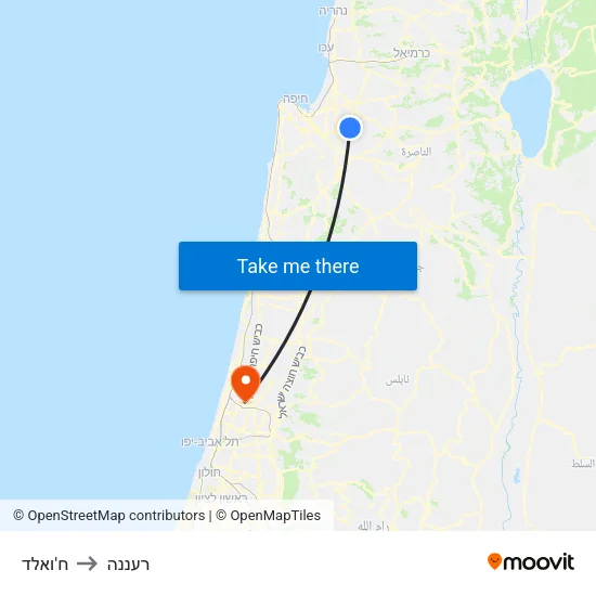 ח'ואלד to רעננה map