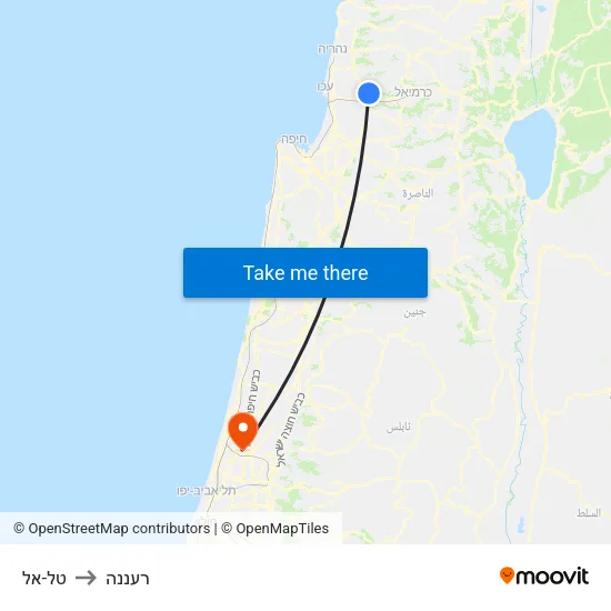 טל-אל to רעננה map
