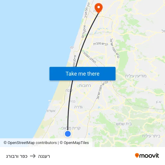 כפר ורבורג to רעננה map
