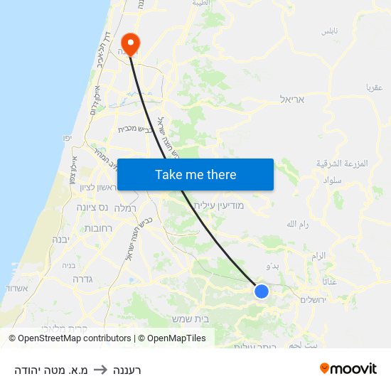 מ.א. מטה יהודה to רעננה map