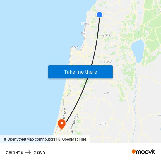 עראמשה to רעננה map