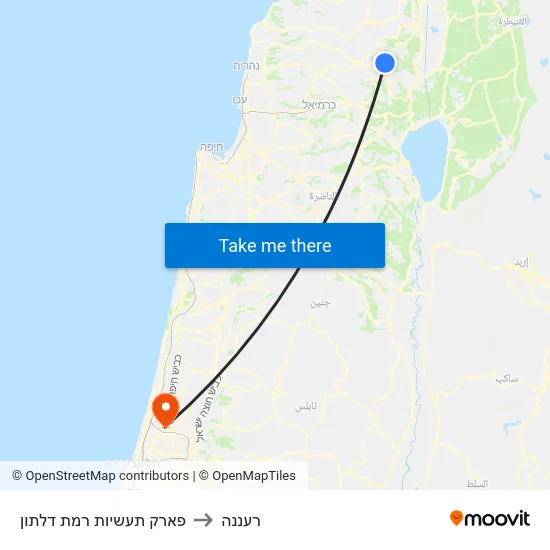 פארק תעשיות רמת דלתון to רעננה map