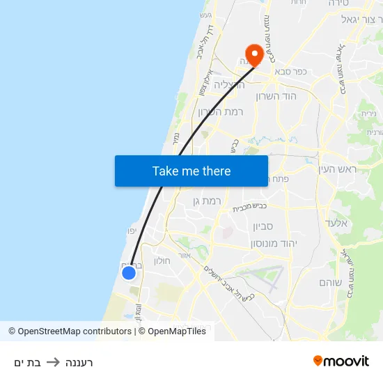 בת ים to רעננה map