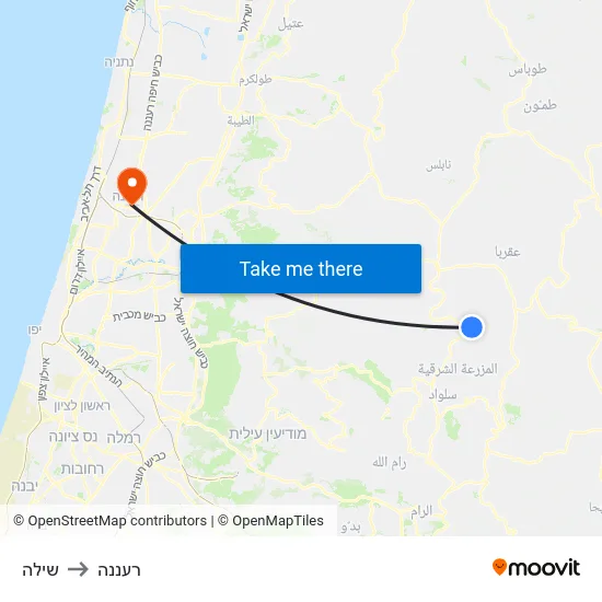 שילה to רעננה map