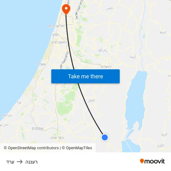 ערד to רעננה map