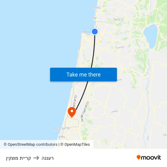 קריית מוצקין to רעננה map