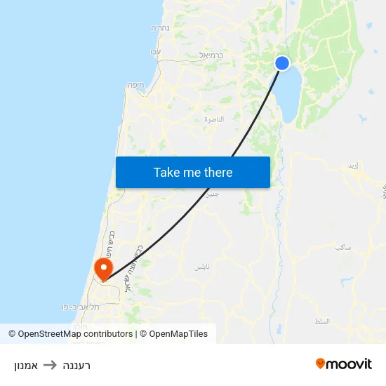 אמנון to רעננה map