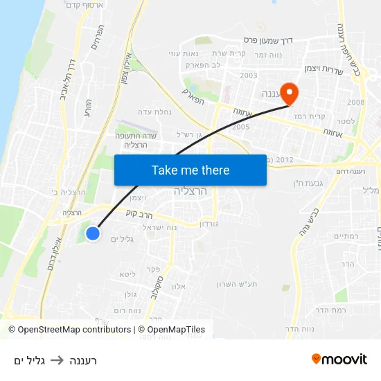 גליל ים to רעננה map