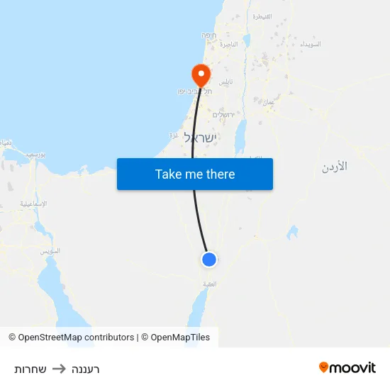 שחרות to רעננה map
