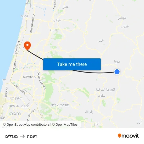 מגדלים to רעננה map