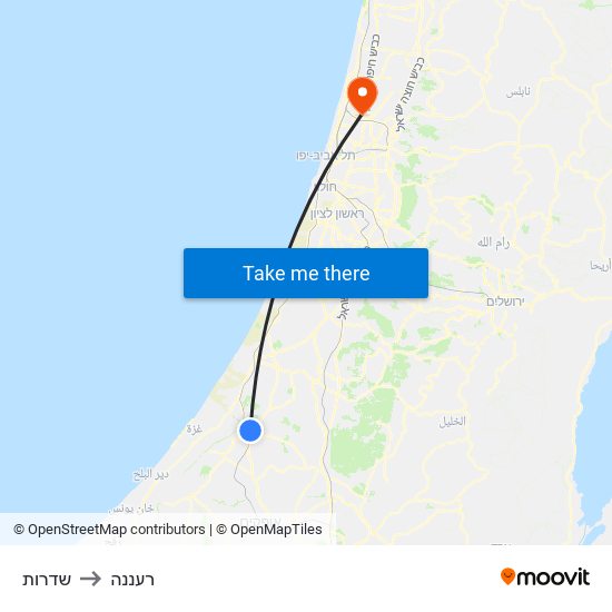 שדרות to רעננה map