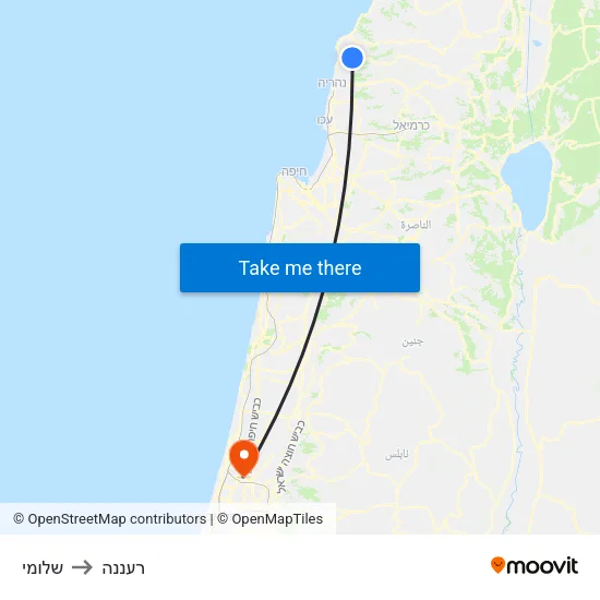 שלומי to רעננה map
