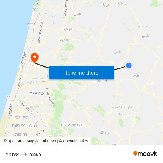 איתמר to רעננה map