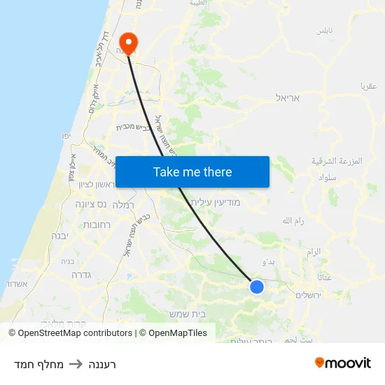 מחלף חמד to רעננה map
