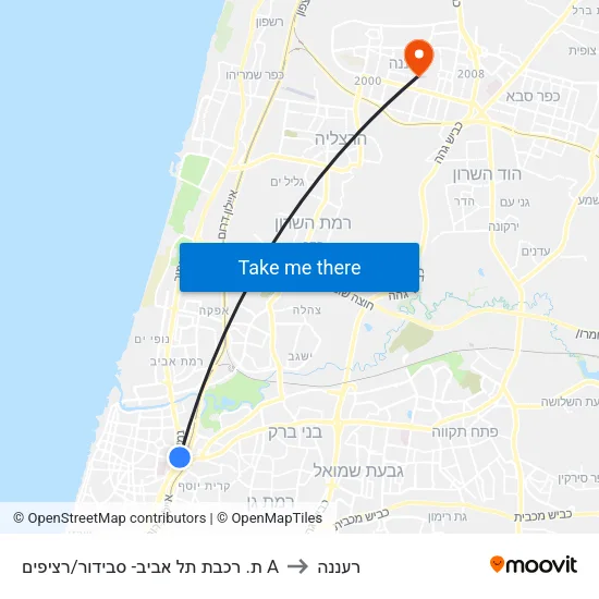 ת. רכבת תל אביב- סבידור/רציפים A to רעננה map