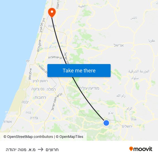 מ.א. מטה יהודה to חרוצים map