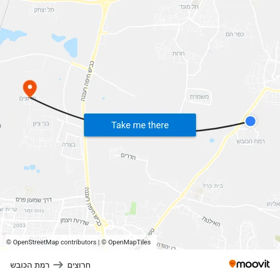 רמת הכובש to חרוצים map