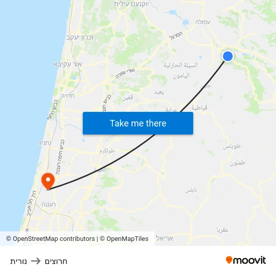 נורית to חרוצים map