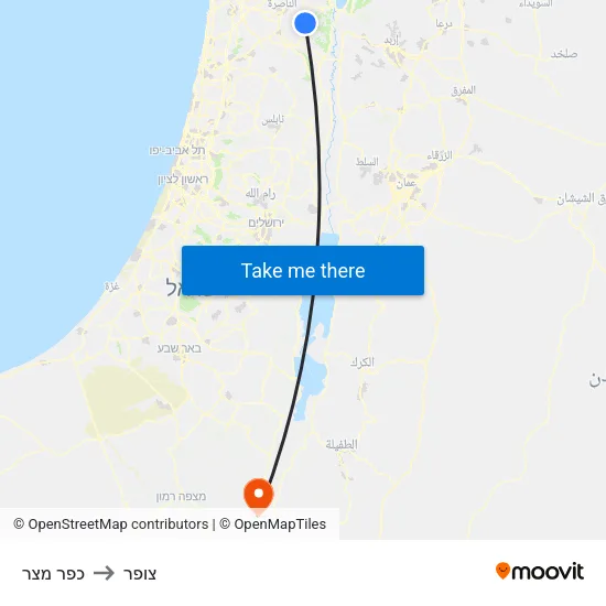 כפר מצר to צופר map