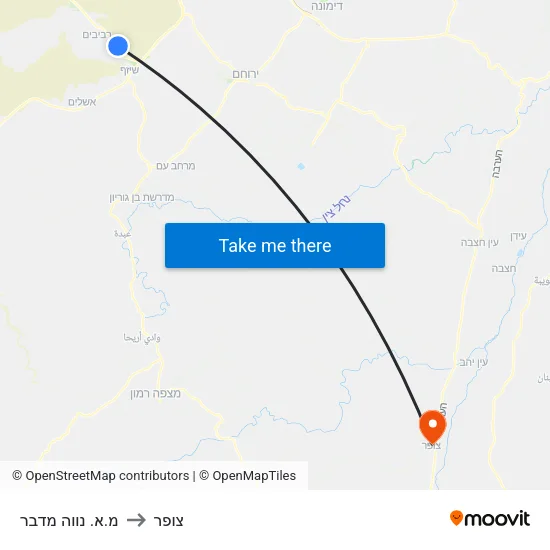 מ.א. נווה מדבר to צופר map