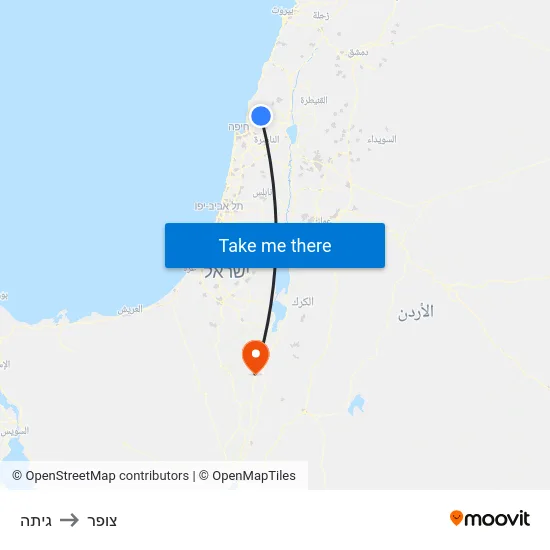 גיתה to צופר map