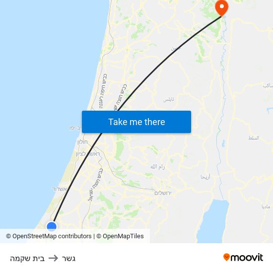 בית שקמה to גשר map