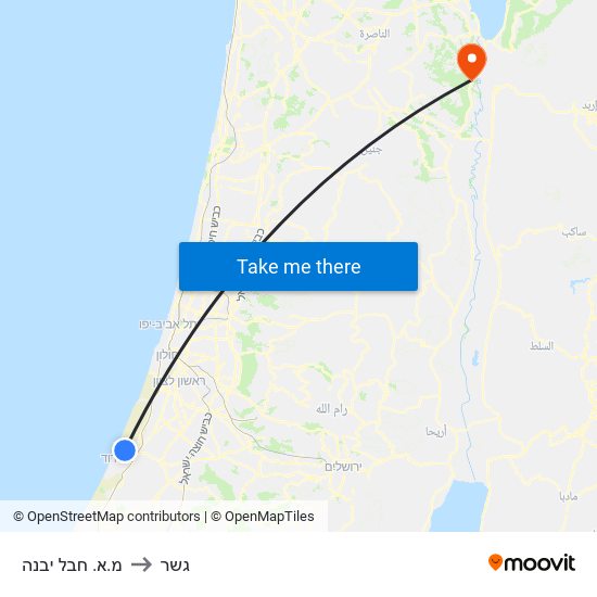 מ.א. חבל יבנה to גשר map