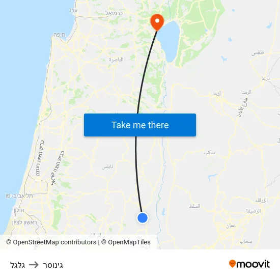 גלגל to גינוסר map