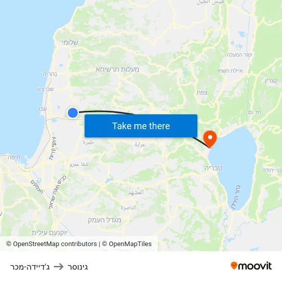 ג'דיידה-מכר to גינוסר map