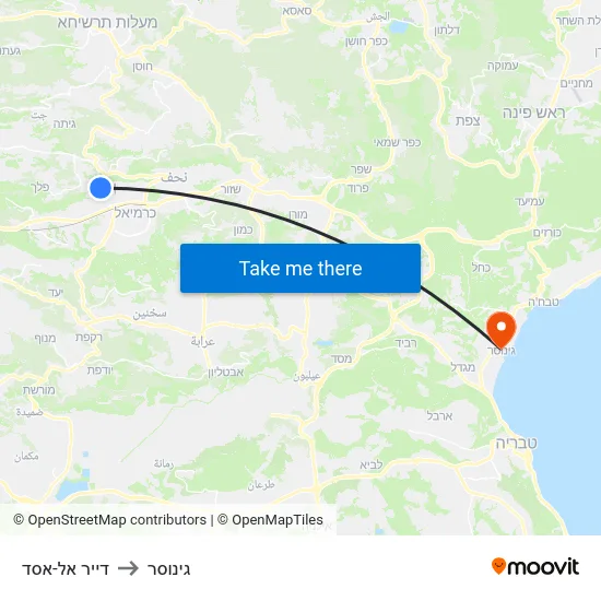 דייר אל-אסד to גינוסר map