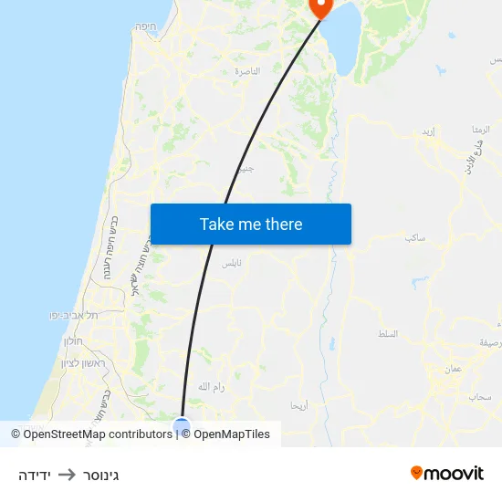 ידידה to גינוסר map