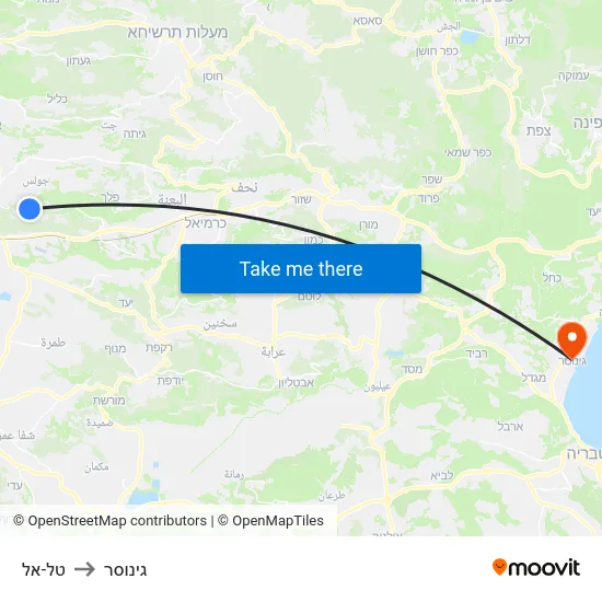 טל-אל to גינוסר map