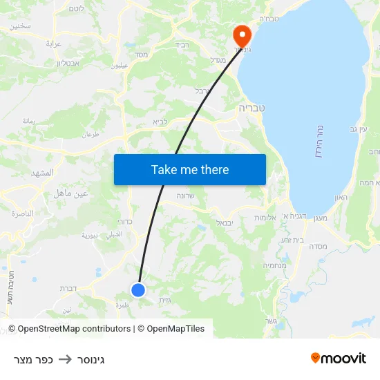 כפר מצר to גינוסר map