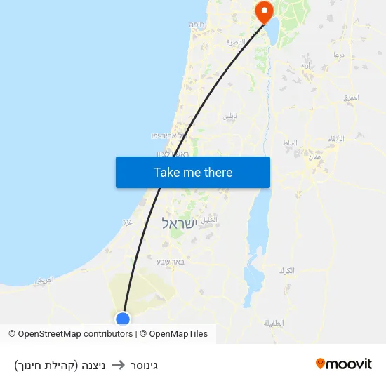 ניצנה (קהילת חינוך) to גינוסר map