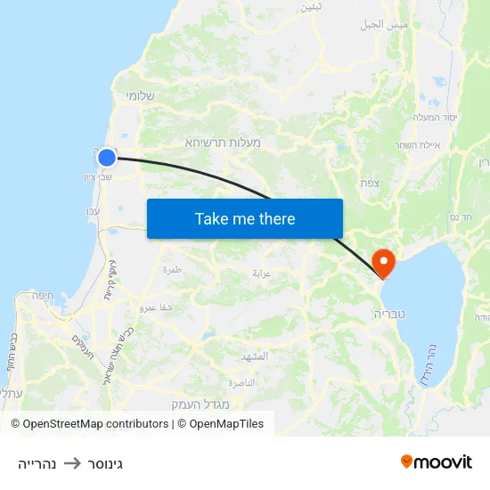 נהרייה to גינוסר map