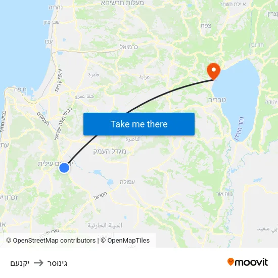 יקנעם to גינוסר map