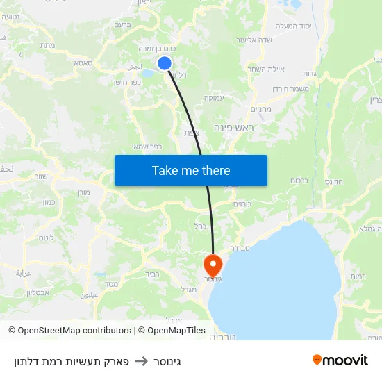 פארק תעשיות רמת דלתון to גינוסר map