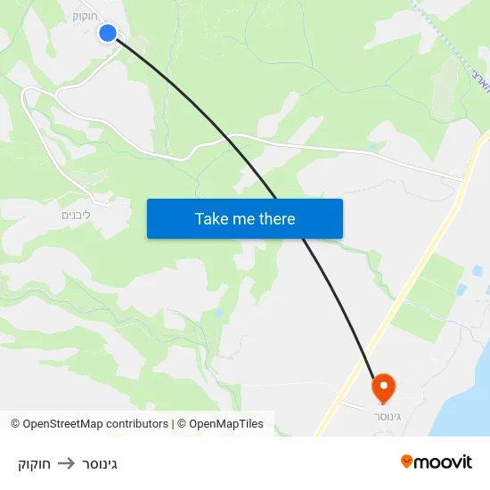 חוקוק to גינוסר map