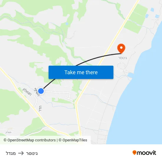 מגדל to גינוסר map