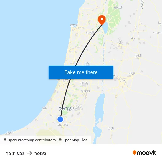 גבעות בר to גינוסר map