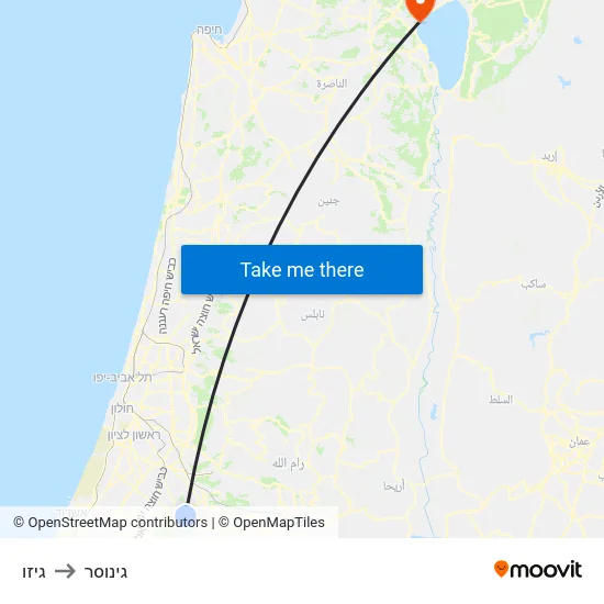 גיזו to גינוסר map