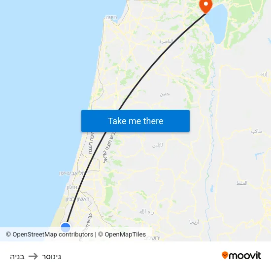 בניה to גינוסר map