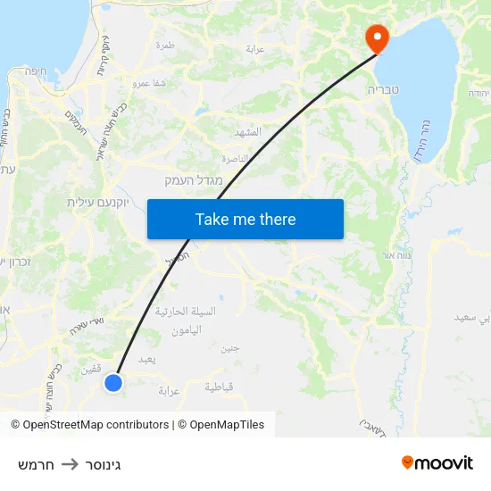 חרמש to גינוסר map