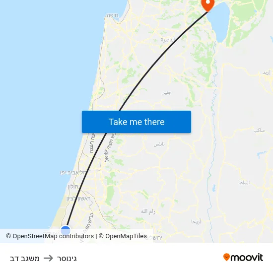 משגב דב to גינוסר map