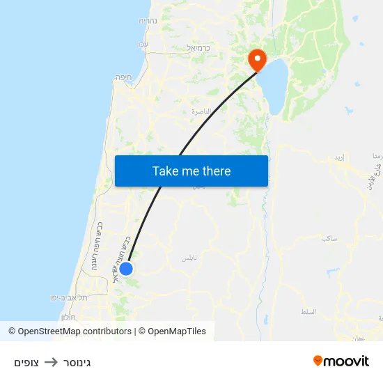 צופים to גינוסר map