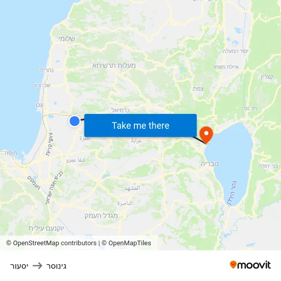 יסעור to גינוסר map