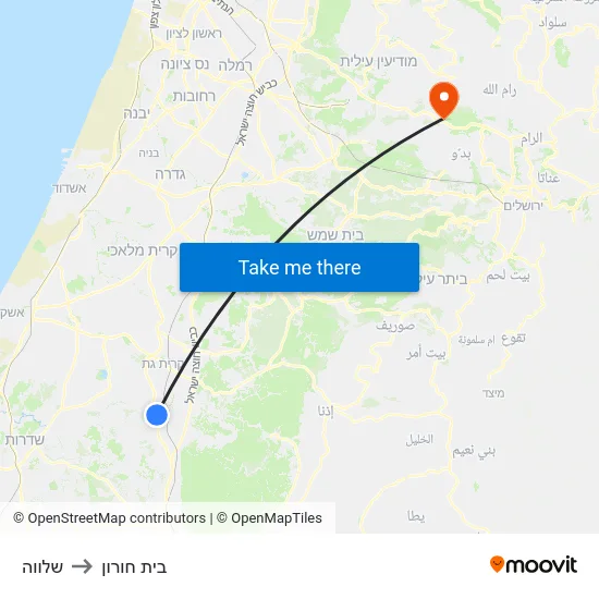 שלווה to בית חורון map