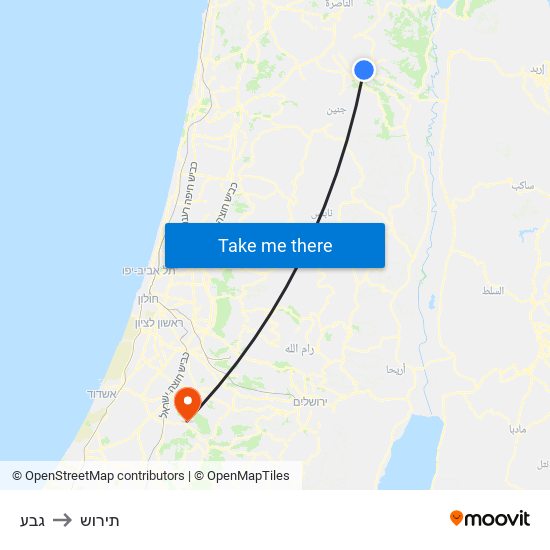 גבע to תירוש map