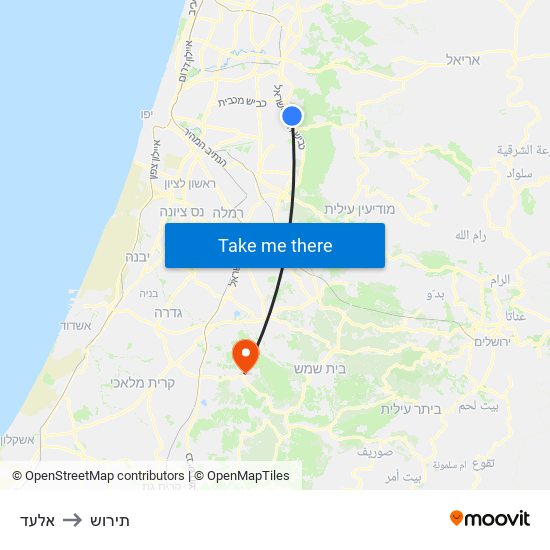 אלעד to תירוש map