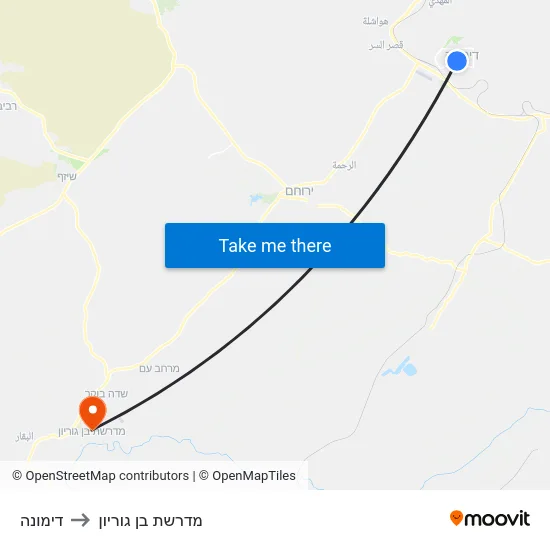דימונה to מדרשת בן גוריון map